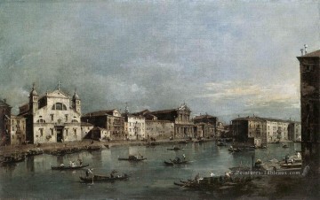 Le Grand Canal avec Santa Lucia et le Scalzi Francesco Guardi vénitien Peinture à l'huile